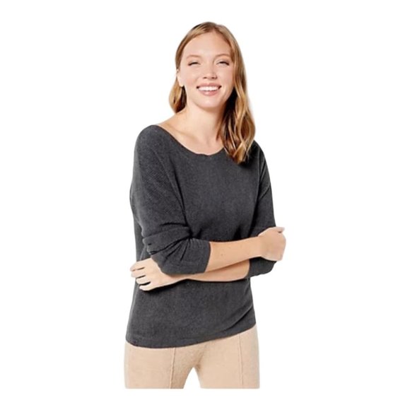 Barefoot Dreams Tops - Barefoot Dreams Grey Cozychic Lite Scoop Neck Holes Sweatshirt NEW WITH TAGS